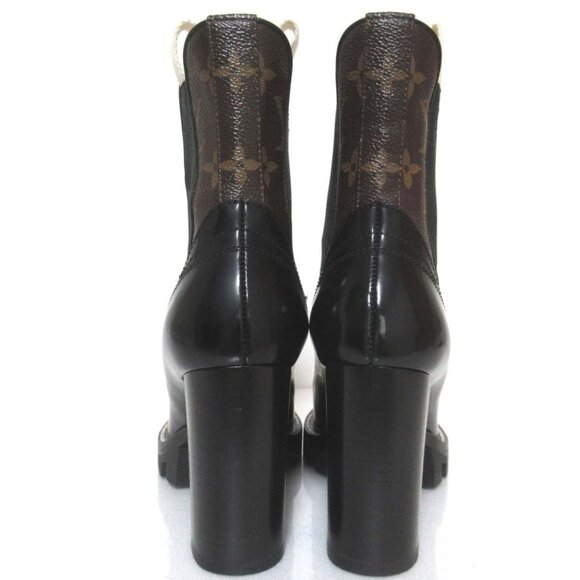 Louis Vuitton LV Monogram Heeled Ankle Chunky Combat Boots Booties 36 / 6 - Picture 4 of 9